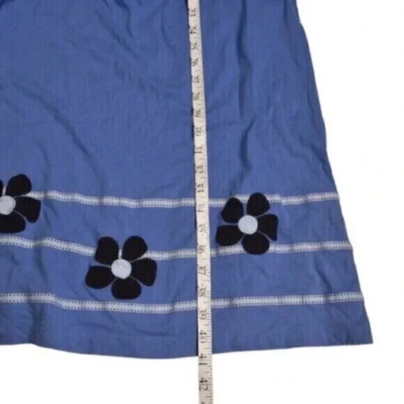 Lands End  Long Sleeve Midi Dress Floral Embroidered Blue Size 14 - Picture 9 of 9